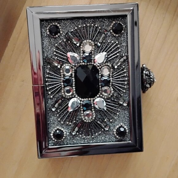 Aldo evening bag - Gem ALDO-Elegant Black and silver Embellished Clutch